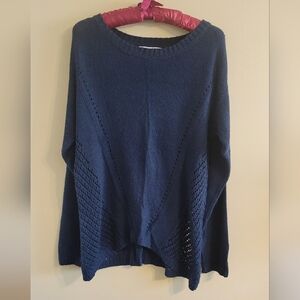 4/$15 SALE By Design | Navy Blue Women's Knitted Sweater Deep V-neck Large
